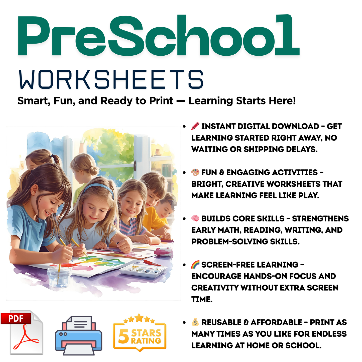 The Ultimate Preschool Workbook | Printable PDF Learning Pack for Kids – Fun Maths, Alphabet & Tracing Activities | Books By Douglas
