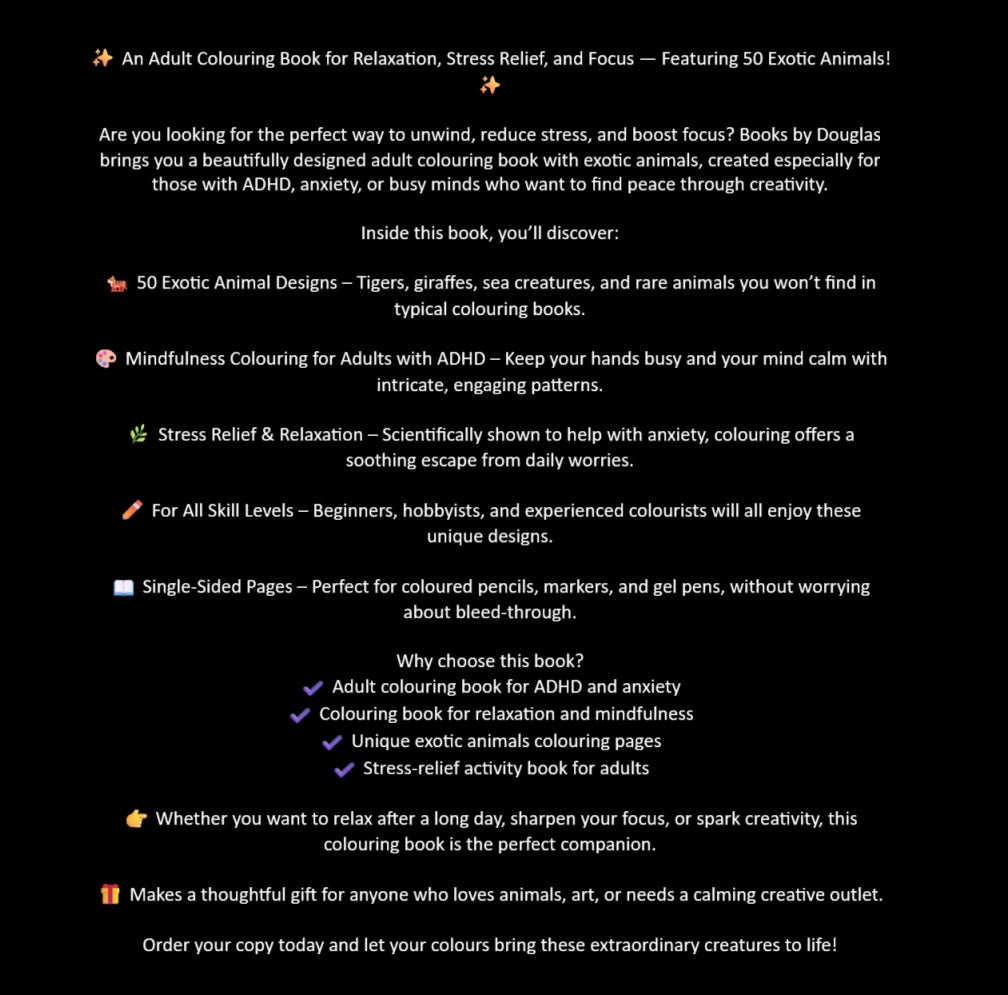 Colour Therapy for the Busy Mind: 50 Relaxing Animal Designs to Calm Anxiety, Relieve Stress & Boost Creativity [ PAPERBACK EDITION ]